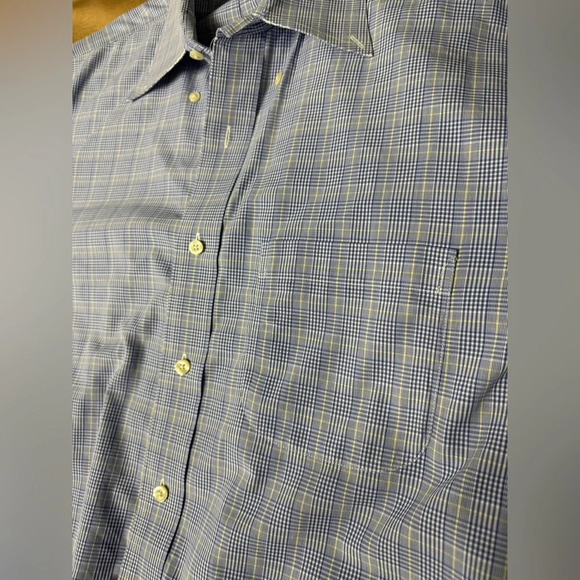 Brooks Brothers Blue And Yellow Plaid Button Up Shirt Size 17-35 - Picture 7 of 8